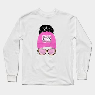 Messy Bun Keeper of the Gender Ready to Press - Messy Bun With Hat and Sunglasses Long Sleeve T-Shirt